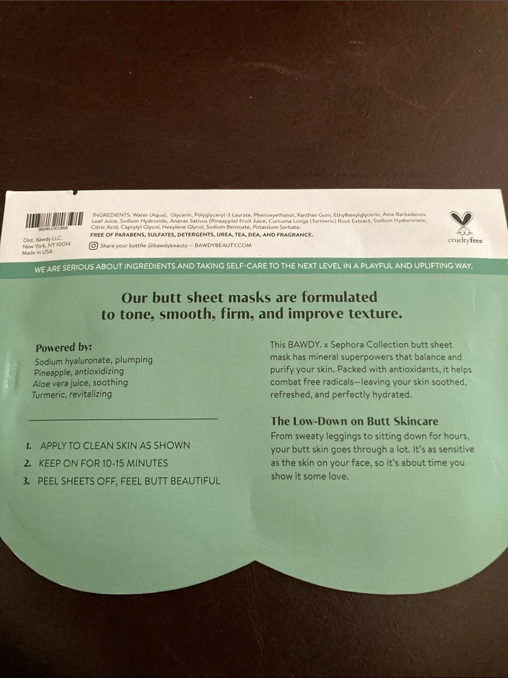 BAWDY x Sephora Collection Own It Butt Sheet Mask - Green